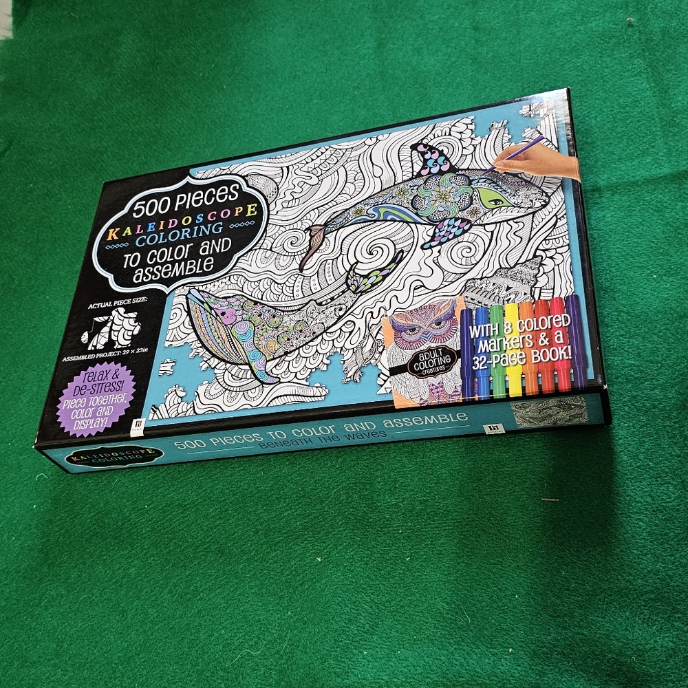 500 Piece Kaleidoscope Coloring Puzzle - To Color & Assemble - Puzzle Only